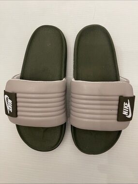 NIKE OFFCOURT ADJUST SLIDE IN CARGO KHAKI COLLEGE GREY SANDAL MENS SIZE 7
